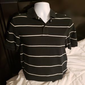 Merona Dress Golf shirt black polo stripes Size Small Made in Indonesia